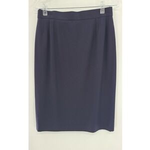 Escada Women Wool Midi Skirt Size 38 / 8 Medium Navy Blue Quiet Luxury Old Money